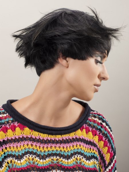 Short cropped hair with tousled styling