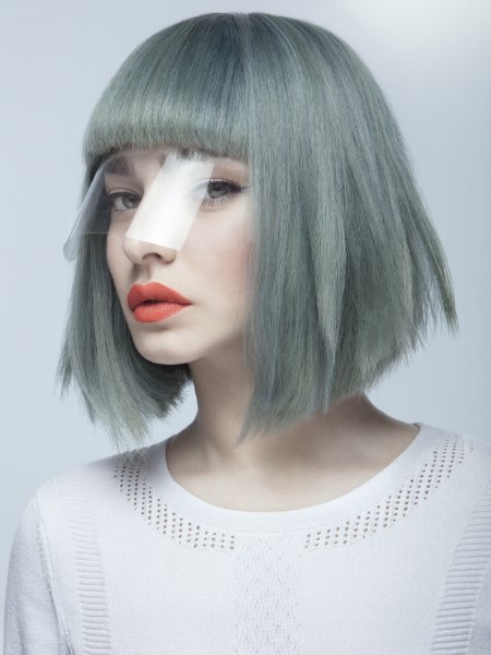 A-line bob with a rounded fringe