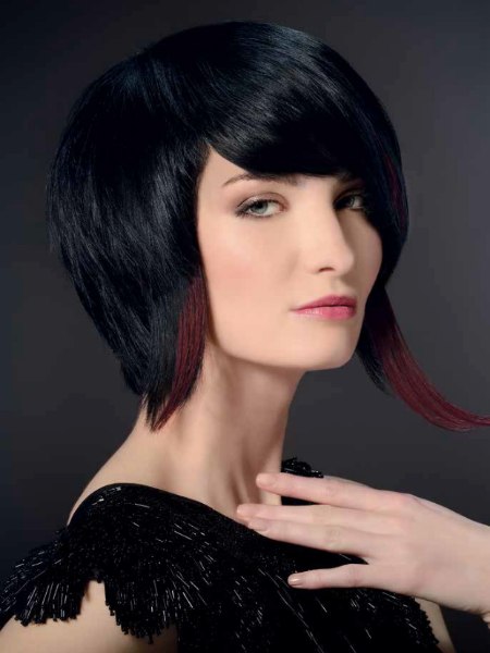 Daring pitch-black short hairstyle