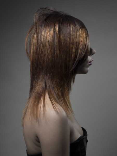 Long and sleek over the shoulders hair