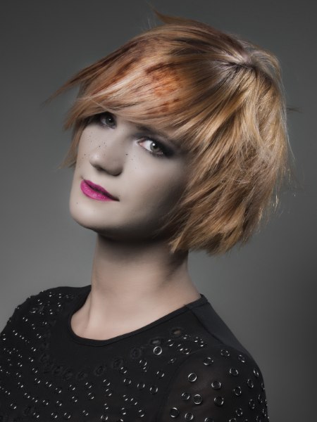 Short hairstyle with strong layering