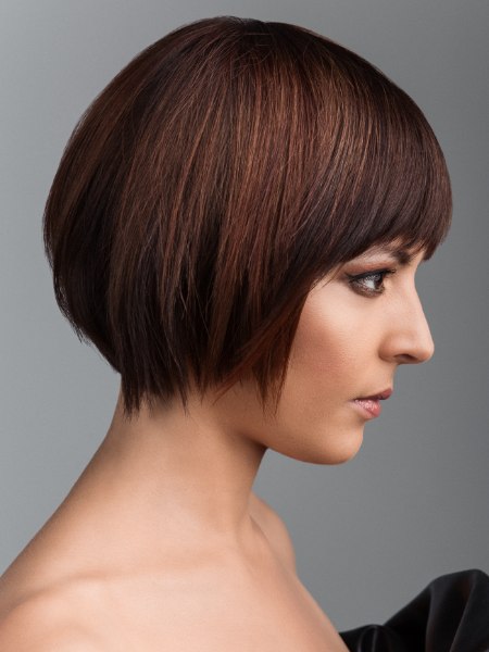 Short razor-cut bob with bangs