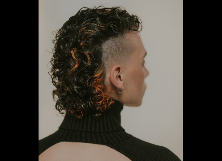 Haircut with curls and shaved sides for men