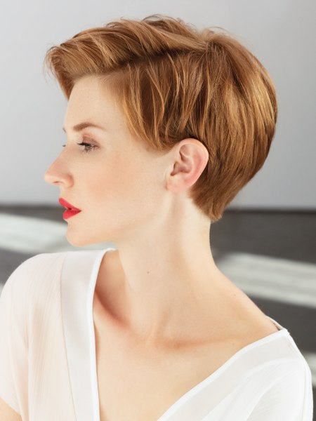 Pixie cut with clean cutting lines - Side view