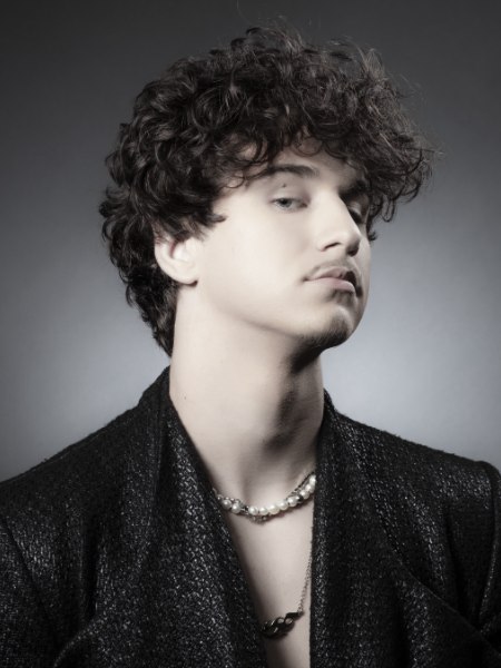 Men's haircut with lots of curls