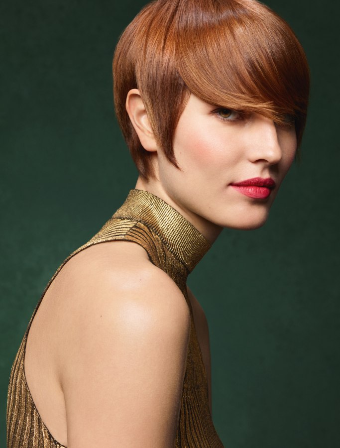 Short hairstyle with feminine bangs