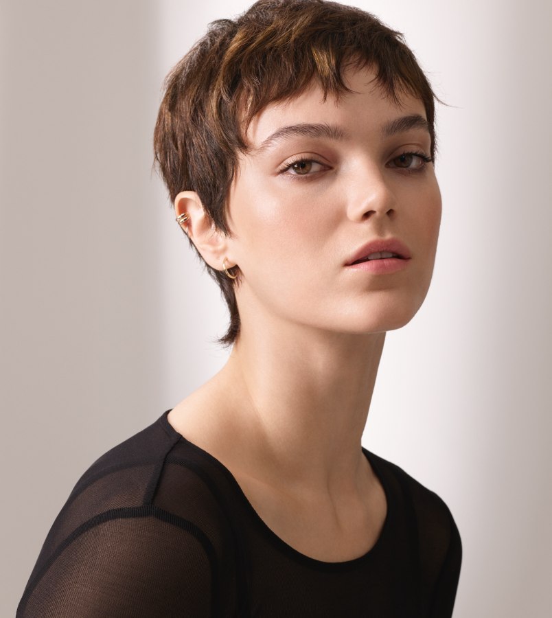 modern pixie with length at the nape