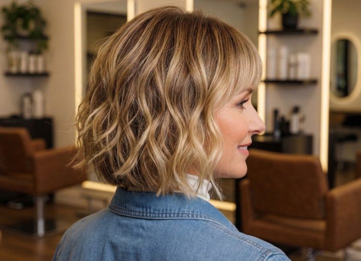 Blonde bob with bangs for 50-plus women