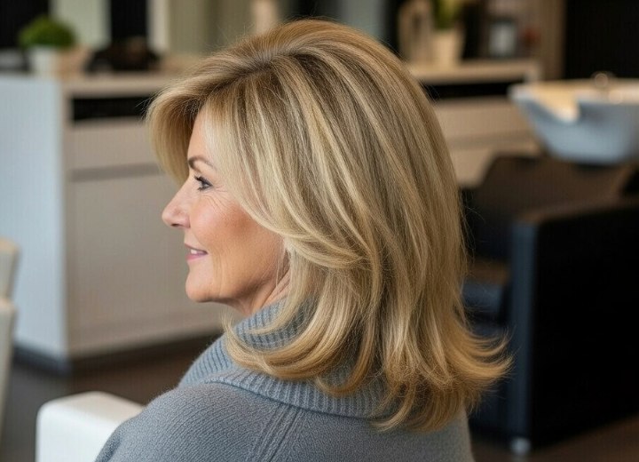 Long bob with layers for 50+ women