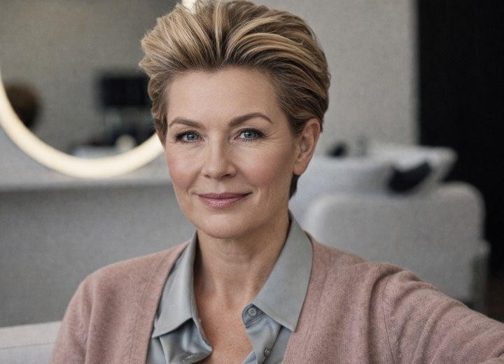 Modern pixie cut for women aged over 50