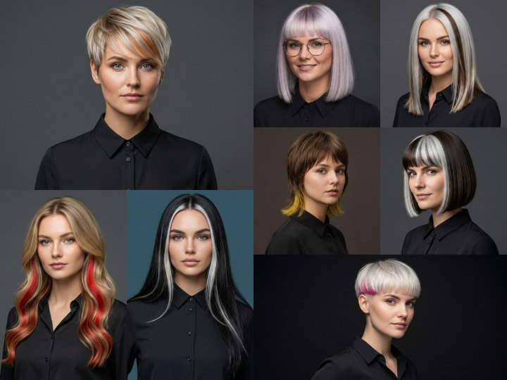 Trendy hairstyles with accent colors