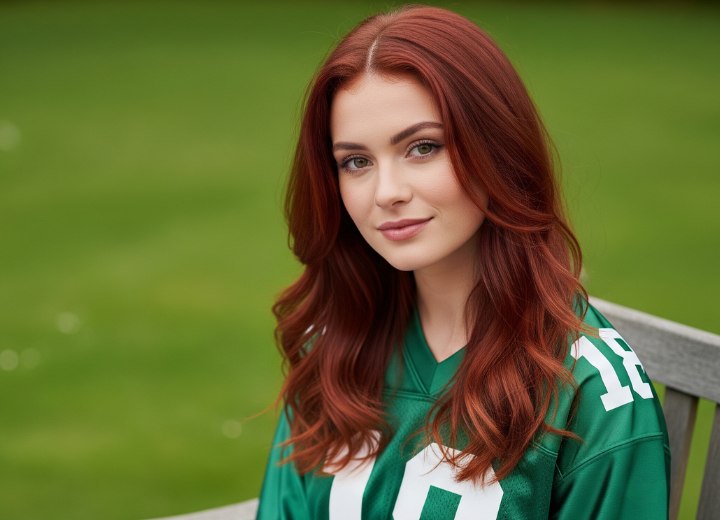 Long and wavy red hair