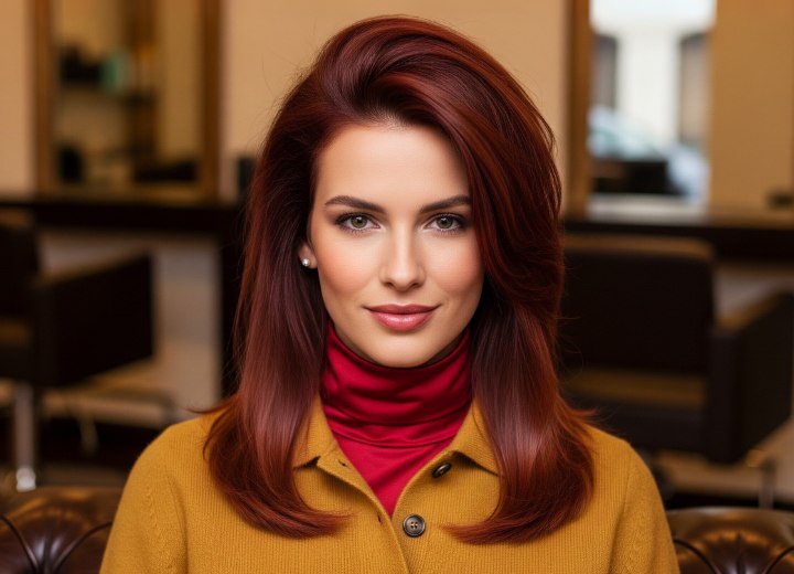 Long hair with coloring for autumn
