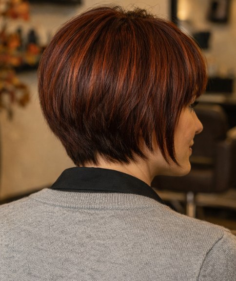 Bob with the hair at the nape cut very short