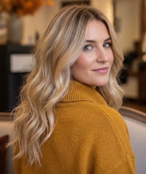 Long blonde hair with a balyage