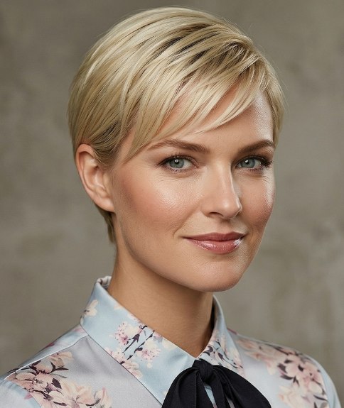 Classic blonde pixie cut
