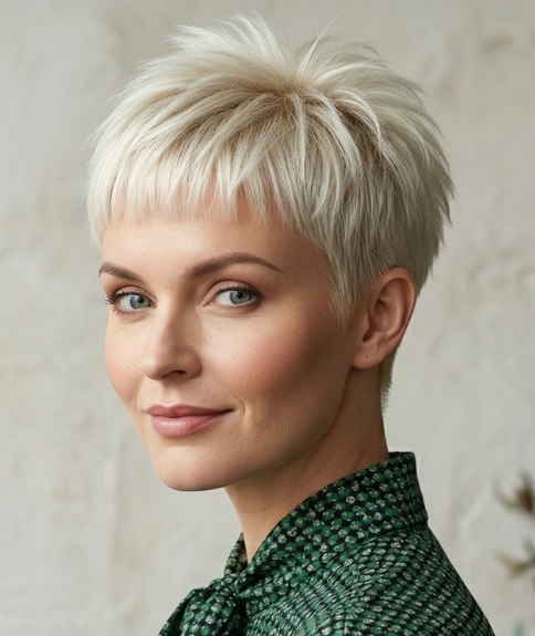 Blonde pixie cut with vitality