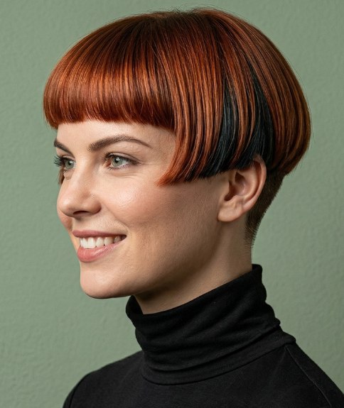 Short hairstyle with a clipper-cut nape