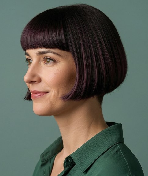 Angled bob with a straight fringe