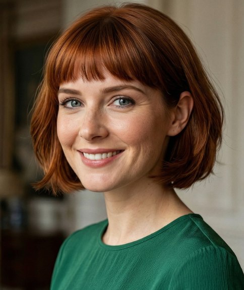 Wavy, below the chin bob