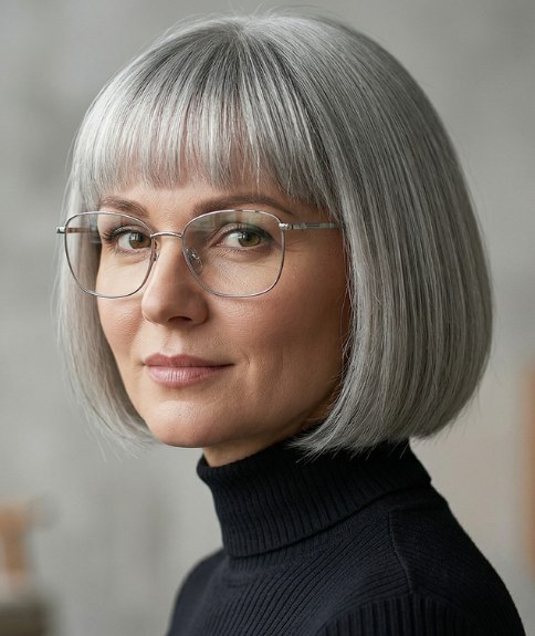 Wavy, below the chin bob