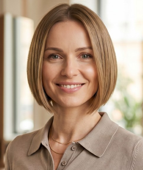 Angled chin-length bob