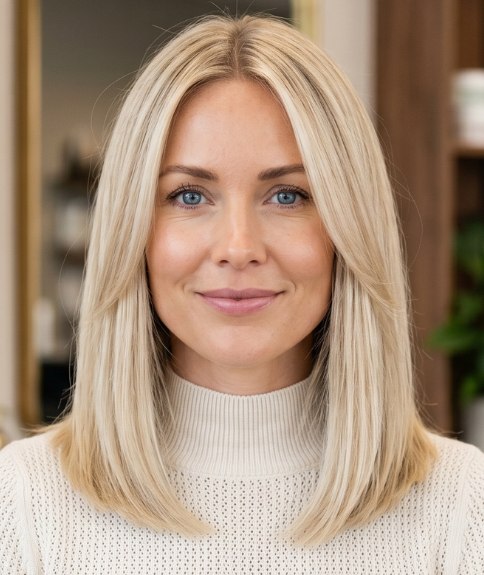 Straight and smooth blonde long hair