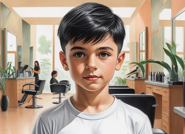 Young boys cut wuth ultra-short sides and longer hair on top of the head
