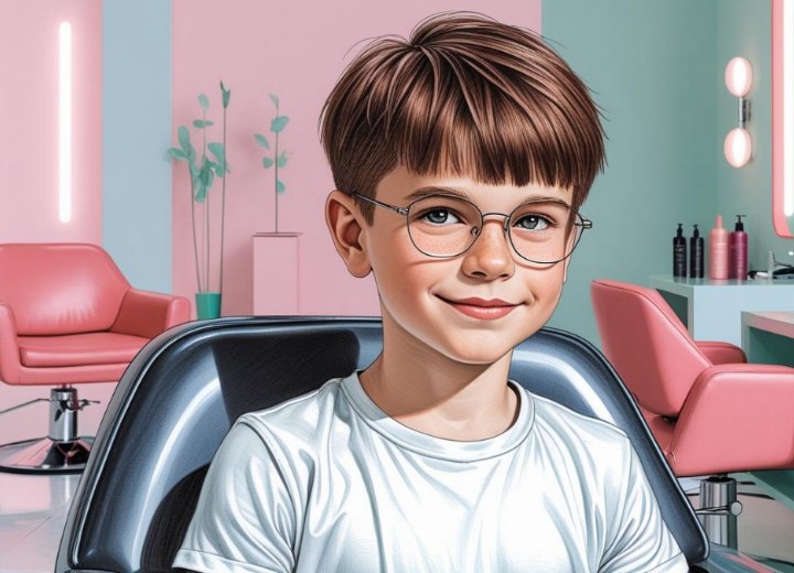 Bowl cut hair with a rounded shape for boys