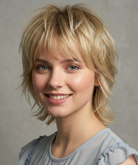 Grown-out pixie with choppy layering