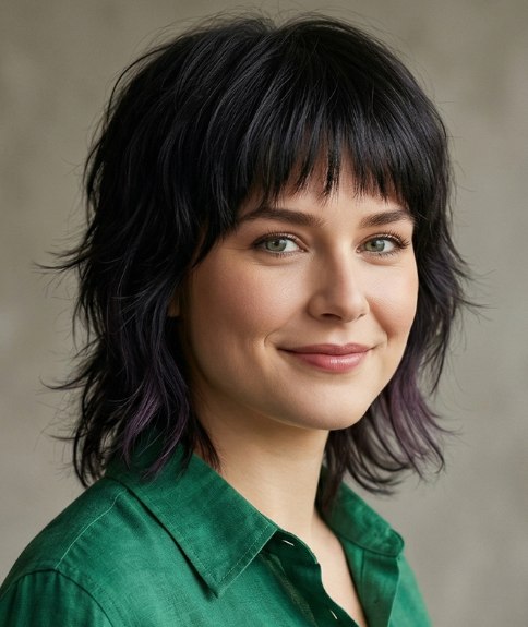 Black hair with purple undertones