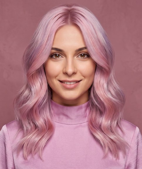 Long, pink hair with waves