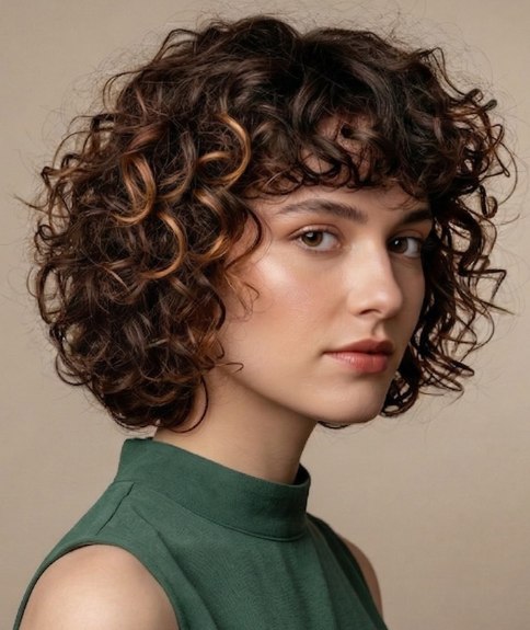 Dark hair style with curls