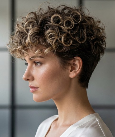 Curly pixie cut