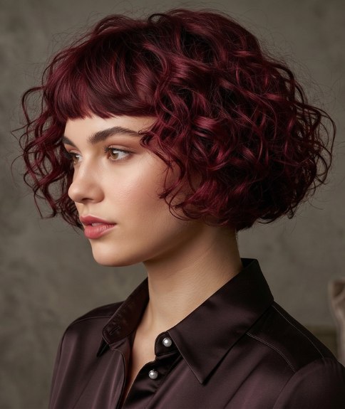 Rounded bob with curls