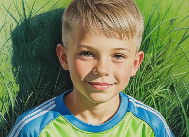 Hair with side-swept bangs for young boys