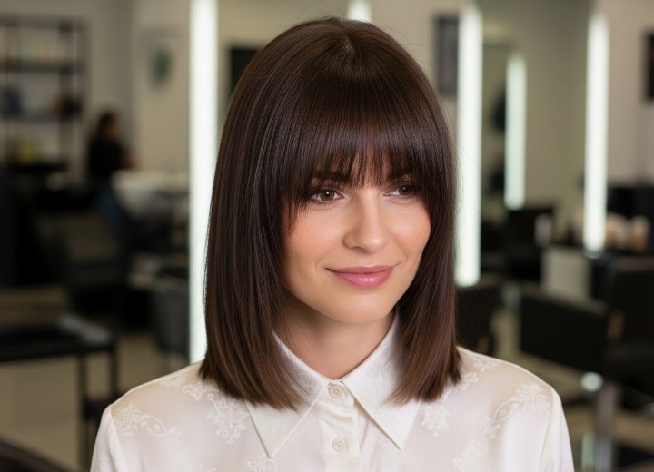 Brown shoulder-length bob