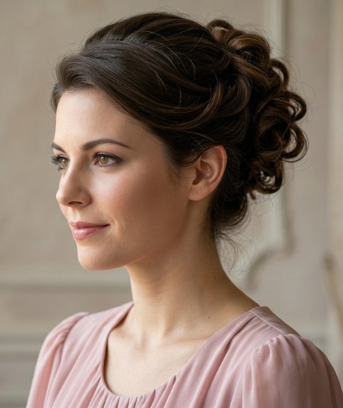 Updo with curls for brown hair