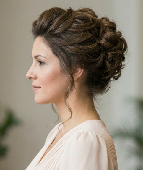 Voluminous updo with hair that frames the face