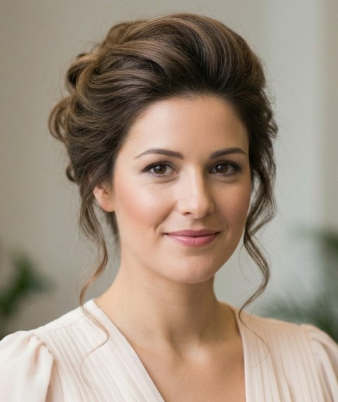 Hair styled up for a party