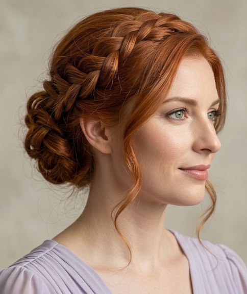 Updo with a braided crown