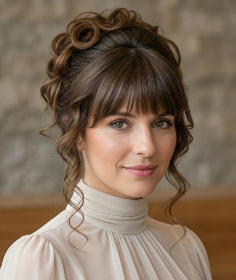 Updo that frames the face and neck