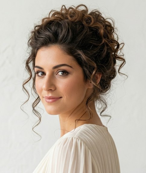 Updo with volume at the top of the head