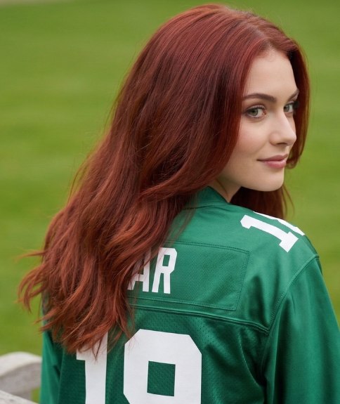 Woman with long and romantic red hair