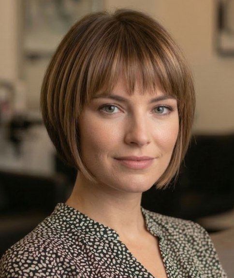 Jawline-length bob with an angled cutting line