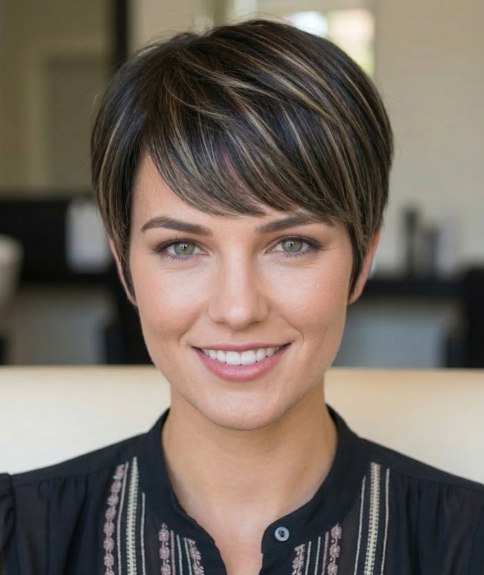 Short hairstyle with a flattering silhouette
