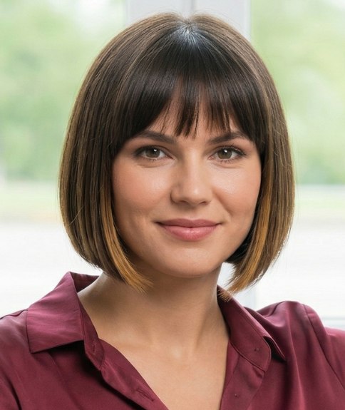Just below the chin bob cut