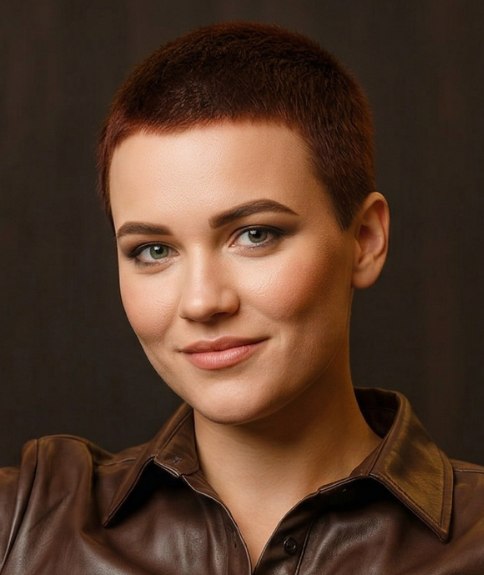 Low-maintenance buzz cut for women