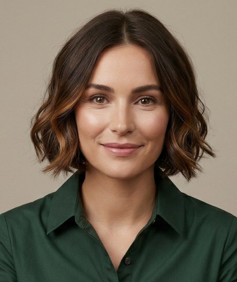 Below the jaw bob for wavy hair