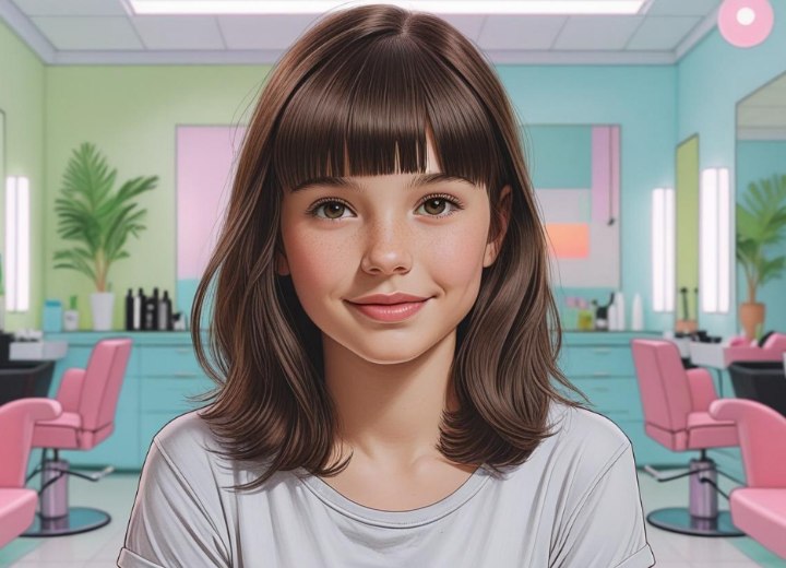 Long bob with bangs for young girls